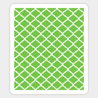 Bold Lime Green White Quatrefoil Pattern Sticker